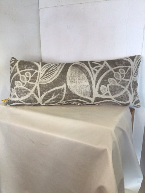 Lumbar Gray/White Cotton AS IS Pillow