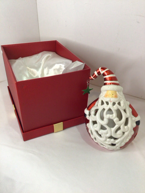 Santa Red/white Ceramic Battery Operated Holiday Item