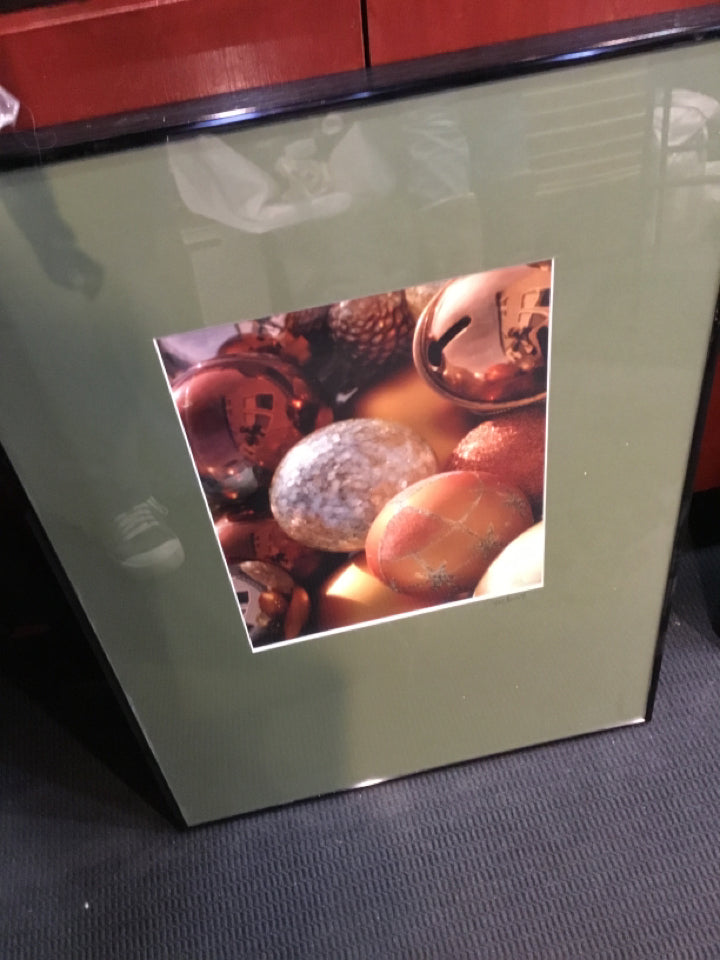 Framed Art Green/multi Ornaments Holiday Item