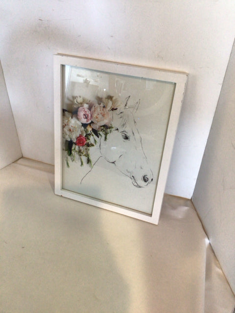 White/Black Horse Framed Art