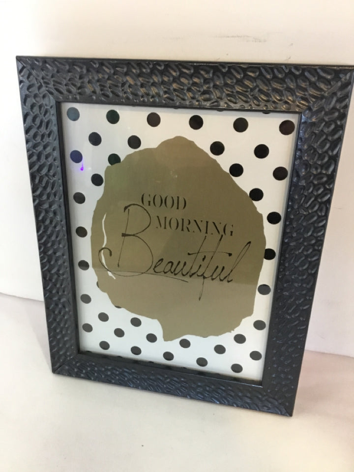 Black/Gold Words Polka Dot Framed Art