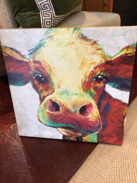 Multi-Color Canvas Cow Stretch Canvas Art
