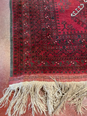 Persian Wood Hand Knotted Red/Blue Rug