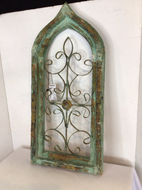 Architectural Arched Rustic Brown/Blue Wall Decoration Art