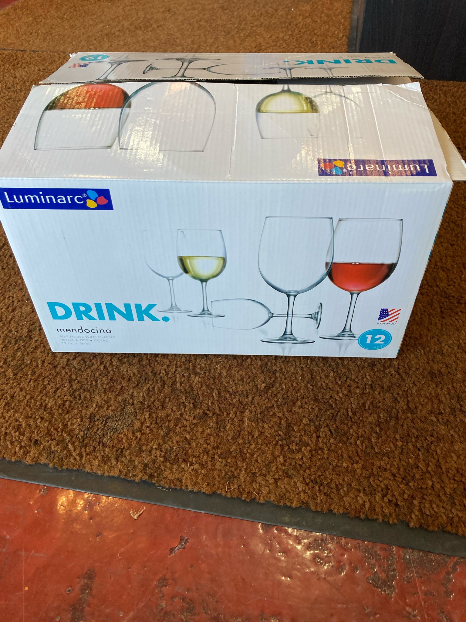 Luminarc Set of 12 Clear Glass Wine Glasses Glasses