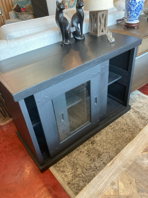 2 Door Wood Black TV Stand