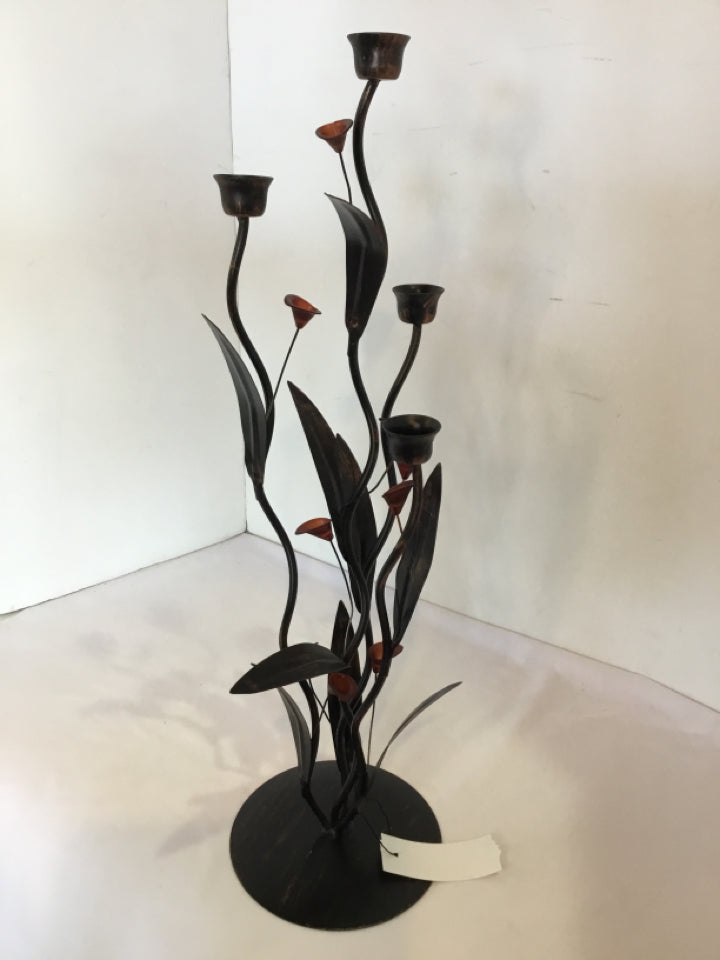 Floor Brown Metal Lilly Candle Holder