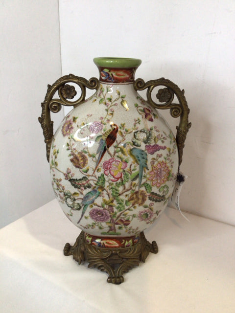 Vintage Oriental Multi Porcelain Floral Vase