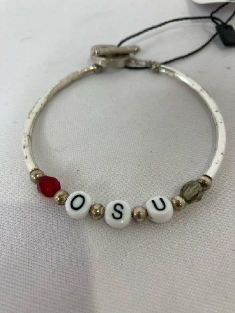 OSU Silver Beads Bracelet