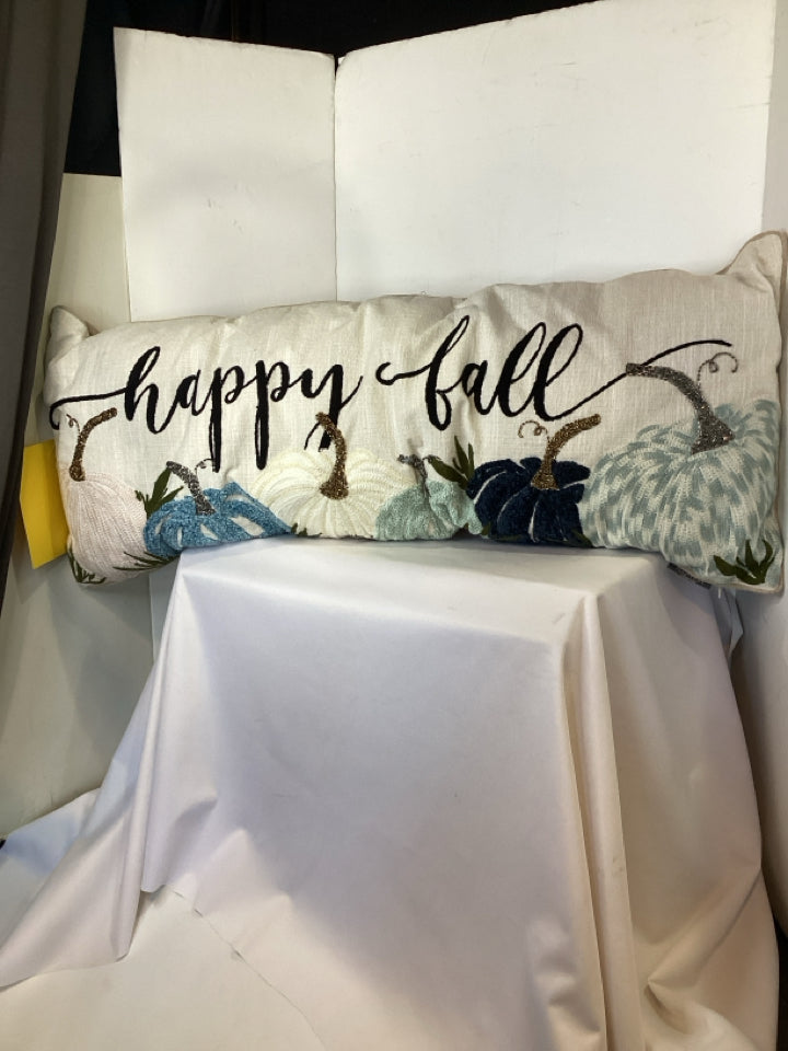 Autumn White/Blue Pumpkin Pillow