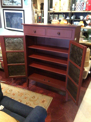 Ethan Allen Vintage Red Pie Safe 2 Door Cabinet