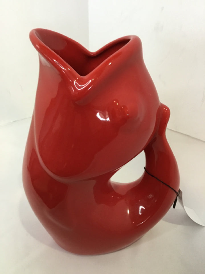 Gurglepot Red Ceramic Fish Vase