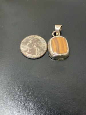 Sterling Silver Gold/Brown Rectangle Enamel Pendant