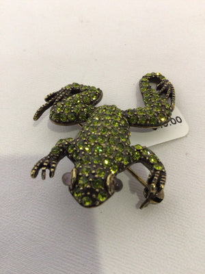 Kirk's Folly Green Frog Rhinestone Pin