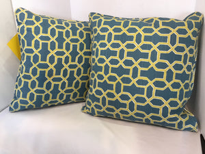 Pair Aqua/Green Cotton Pillow Set