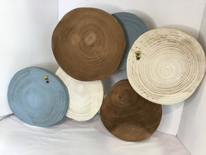 Wood Circles Blue/Brown Wall Decoration Art