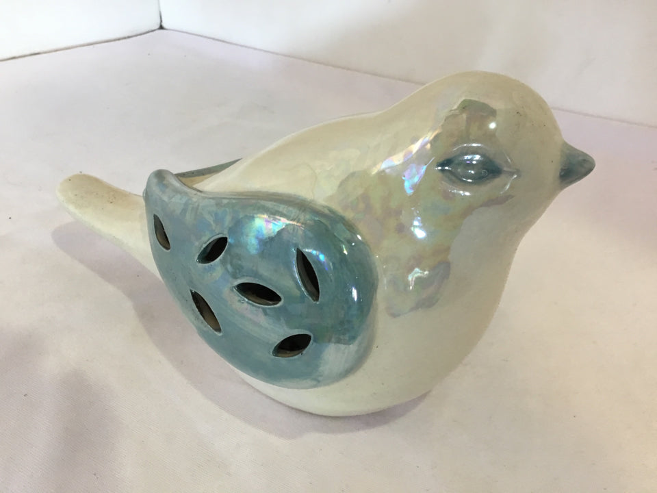 Cream/Aqua Bird Figurine