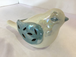 Cream/Aqua Bird Figurine