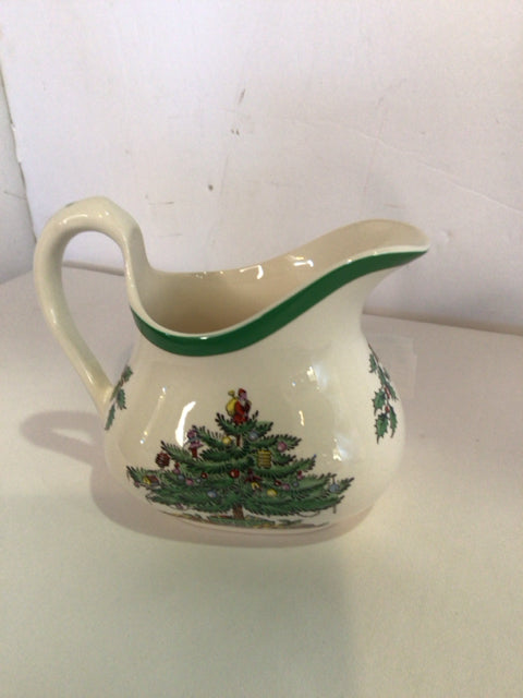 Spode White/Green China Creamer Holiday Item