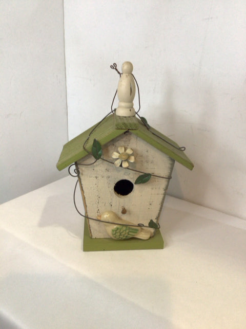 Green/White Wood Bird House