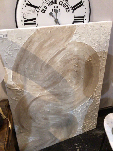 Original White/Tan Swirl Stretch Canvas Art