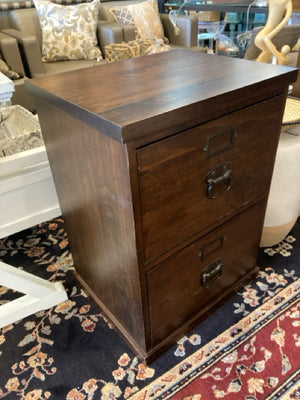 Wood 2 Drawers Brown File Cabinet