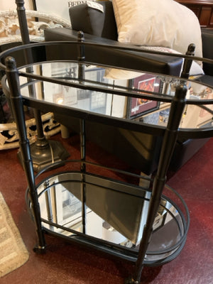 Bar Mirror Oval Tiered Black Cart