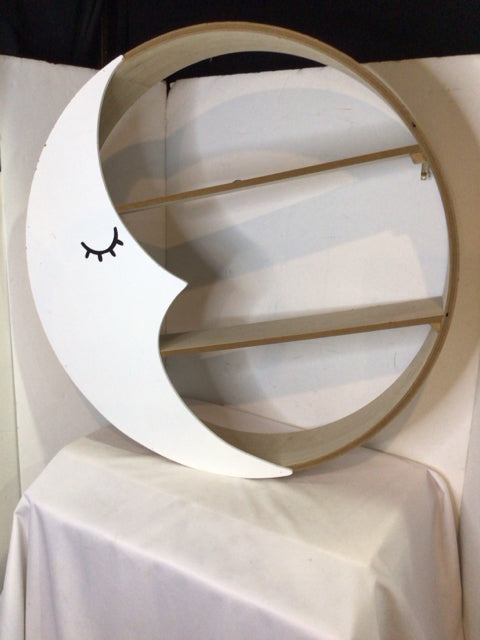 Floating Tan/White Wood Moon Round Shelf