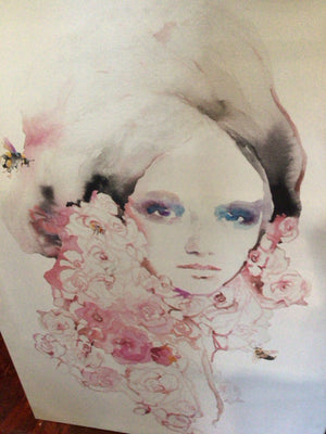 Pink/white Woman Stretch Canvas Art