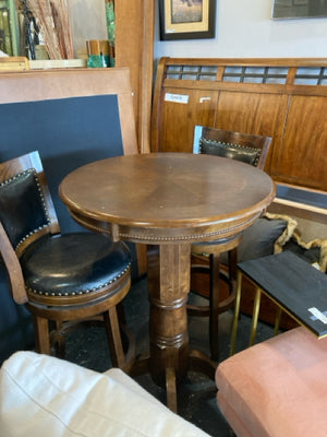 Pub Wood Round 2 Chairs Brown/black Table & Chairs