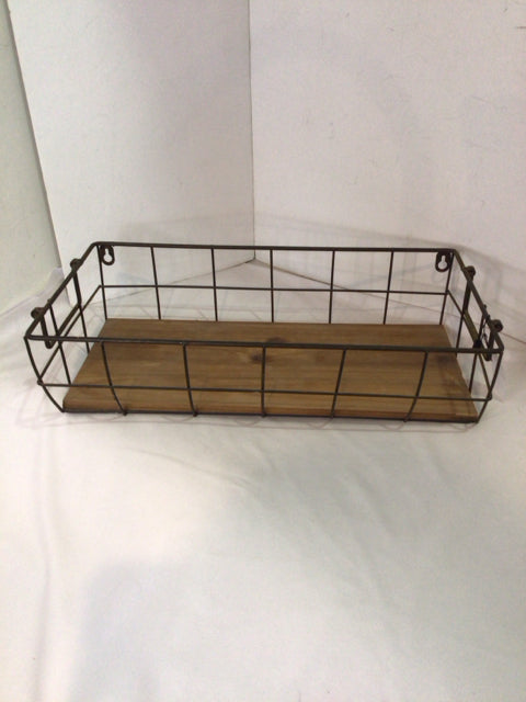 Hanging Bronze Wood/Metal Basket
