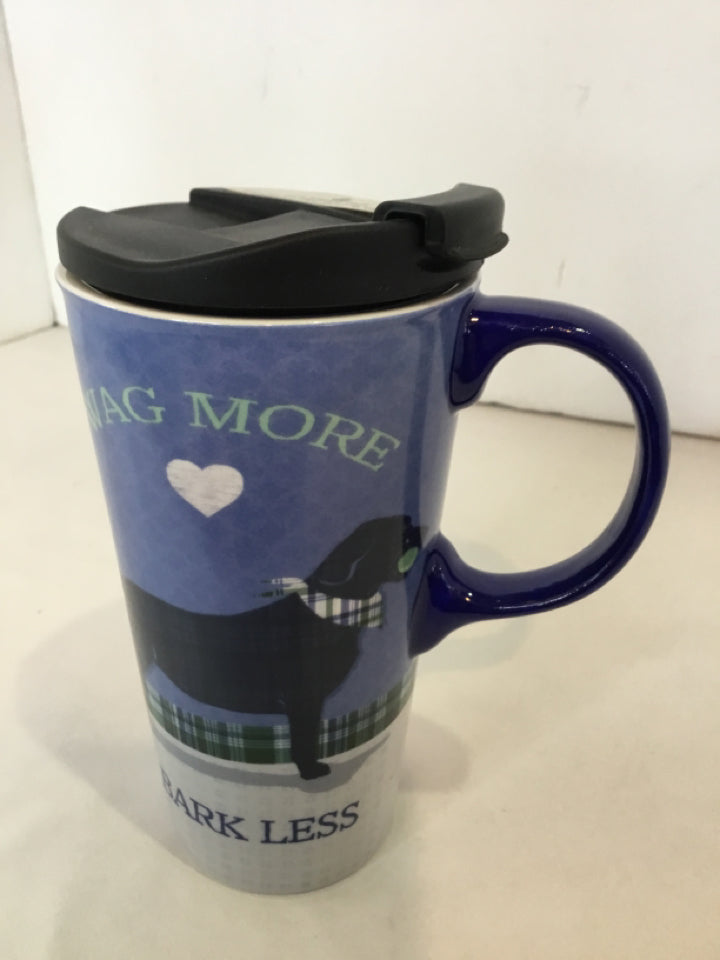 Blue Ceramic Dog Mug