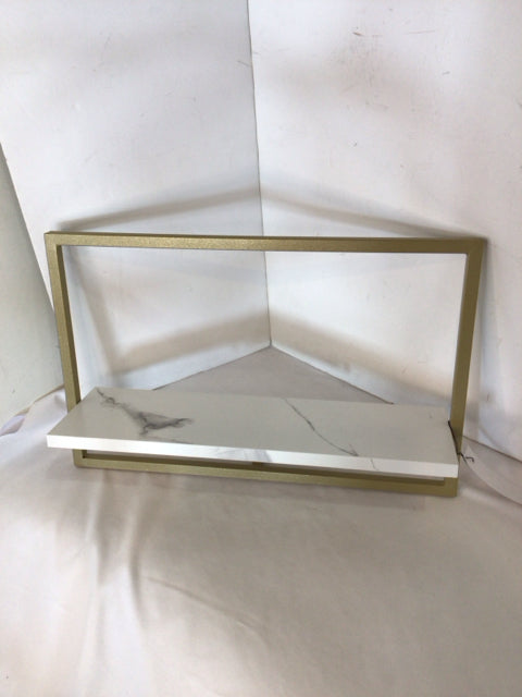 Floating White/Gold Metal Shelf