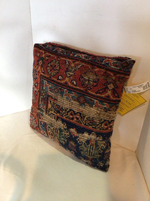 Bohemian Blue/Red Carpet Covered Pillow
