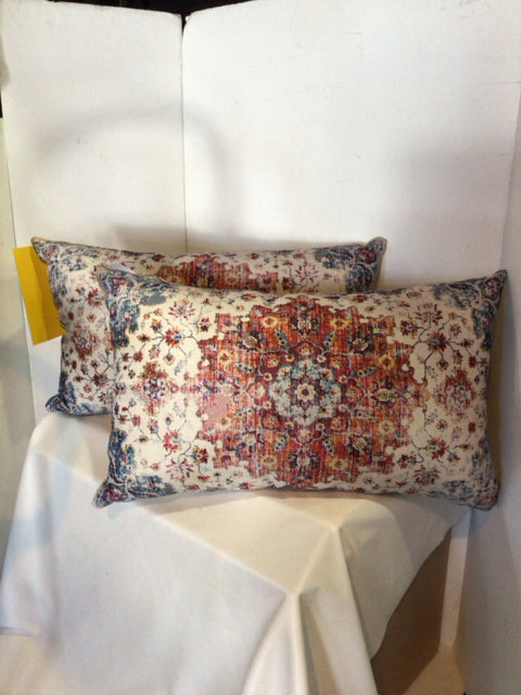 Bohemian Red/Multi Cotton Pair Pillow Set