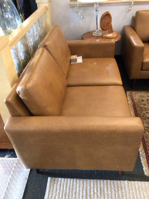 Burrow Leather NEW Brown Love Seat 333PY8NE