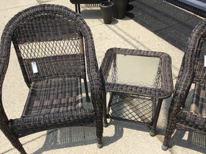 3 Piece Resin Wicker Brown Chair Set