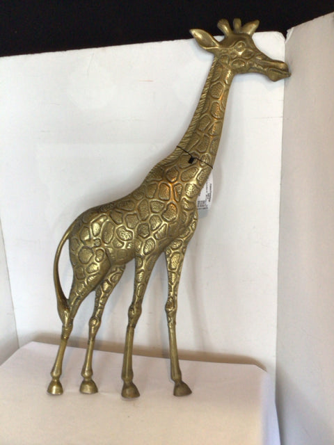 Mid-Century Brass Giraffe Wall Decoration Art