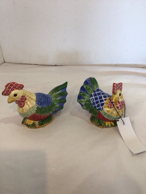 Fitz & Floyd Multi-Color Ceramic Chicken Salt & Pepper