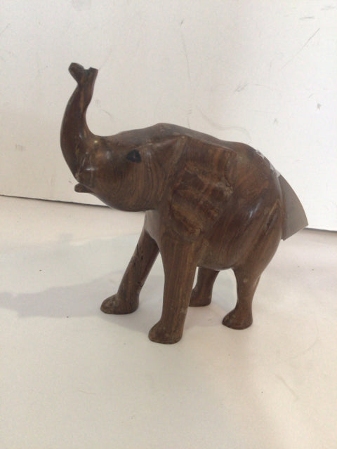 Brown Wood Elephant Sculpture