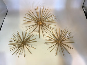 Set of 3 Metal Spike Gold Wall Decoration