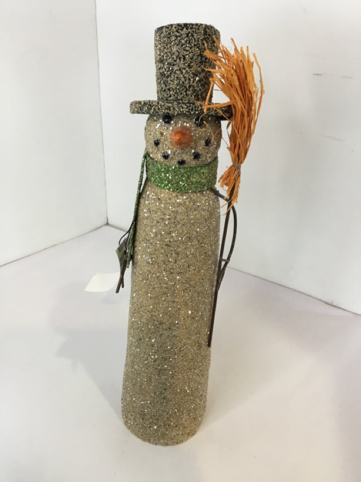 Christmas Tan Glass Snowman Holiday Item