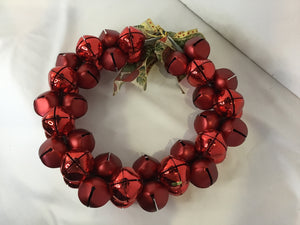 Christmas Red Metal Wreath Bells Holiday Item