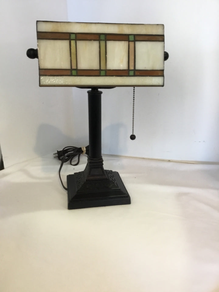 Banker's Bronze/Green Glass/Metal Lamp