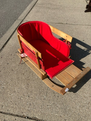 Eddie Bauer Vintage Tan/Red Wood Sled Holiday Item