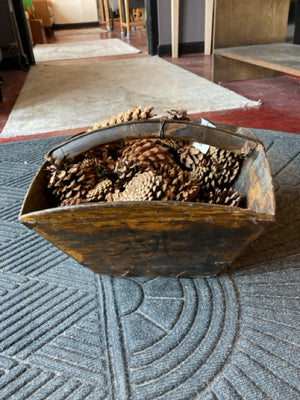 Divided Brown Wood Basket