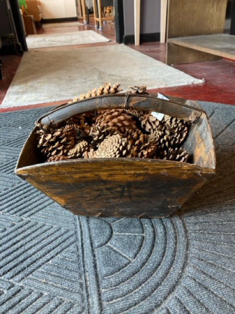 Divided Brown Wood Basket