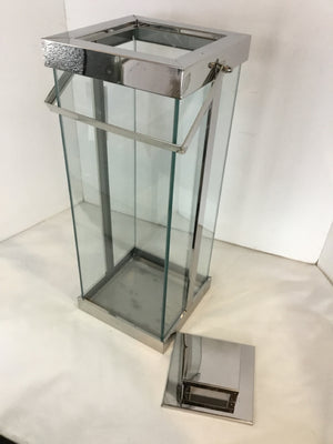 Silver Metal/Glass Lantern