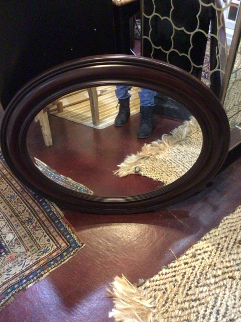 Brown Plastic Oval Mirror