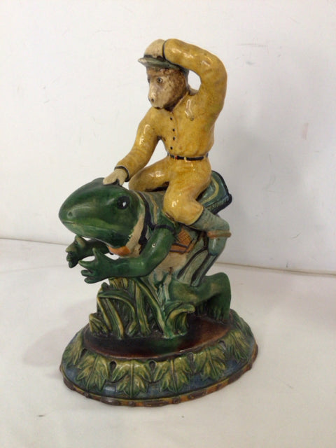 Whisk Yellow/Green Ceramic Monkey Frogs Statue